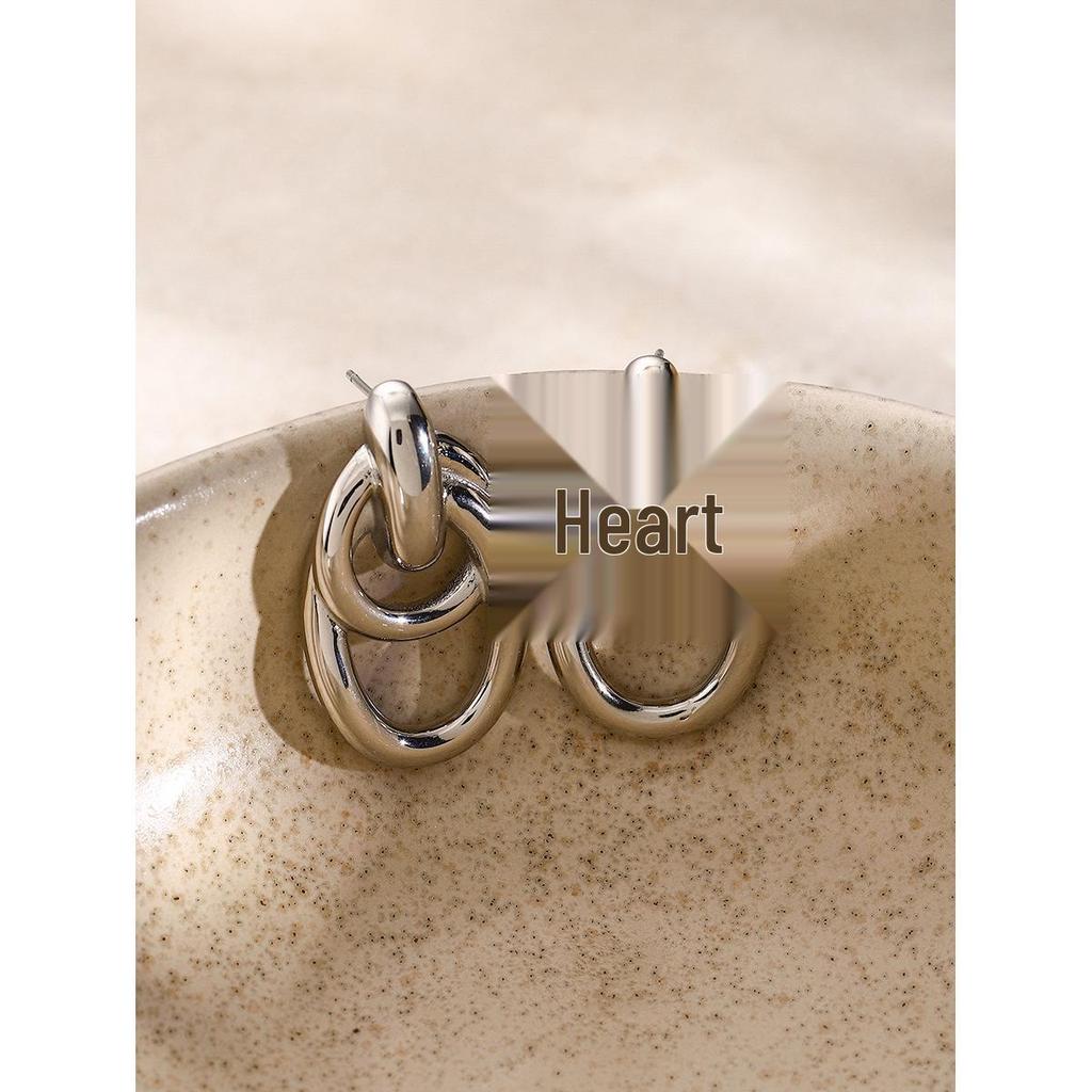 18k Gold Stainless Steel Retro Wrap-around Earrings, Simple Hollow Titanium Steel Design.