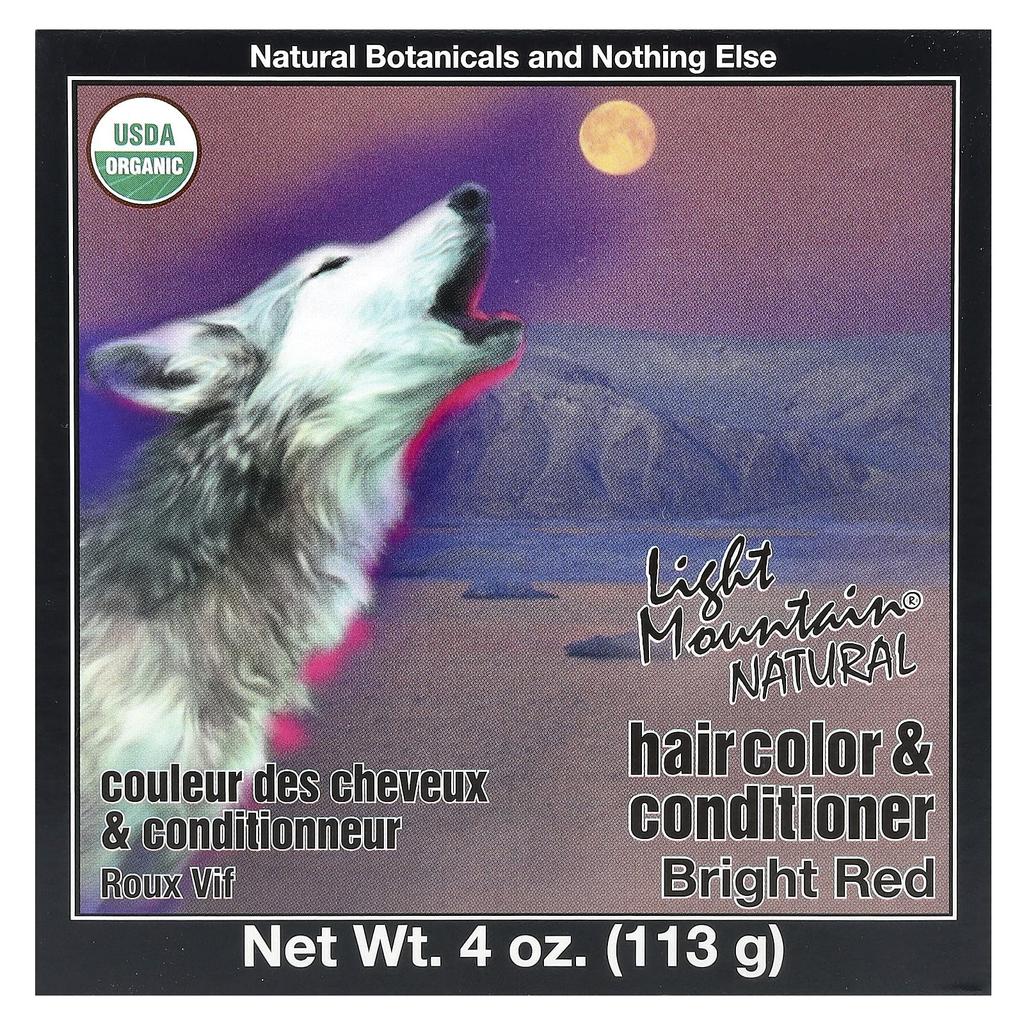 Light Mountain Натуральная краска и кондиционер для волос, ярко-красный, 4 унции (113 г)