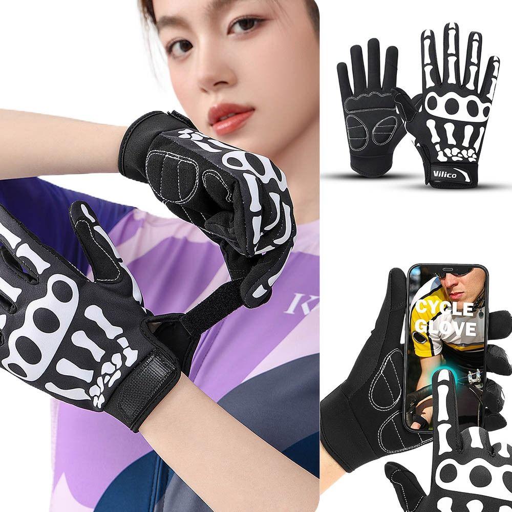 1 Pair Skeleton Design Cycling Gloves Breathable Touchscreen Gloves  Cycling Sports