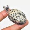 Dalmation Jasper Gemstone Handmade 925 Silver Plated Jewelry Pendant 2.08"