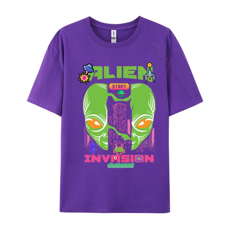 Brand Unisex T Shirt Printed Customized Top Tshirts Alien invasion retro T Shirts Round Collar Free Shipping