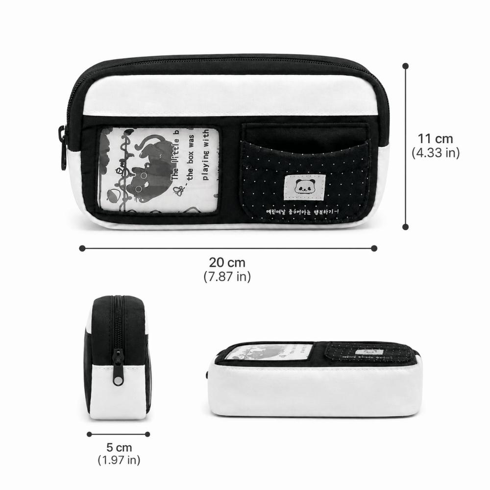 Black White Pen Bag Polka Dot Pencil Pouch Korean Pen Storage Organizer  Gift