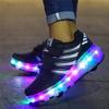 Versatile Led Shoes With Wheels Mesh Roller Skate Glowing Kid Luminous Unisex Sneakers