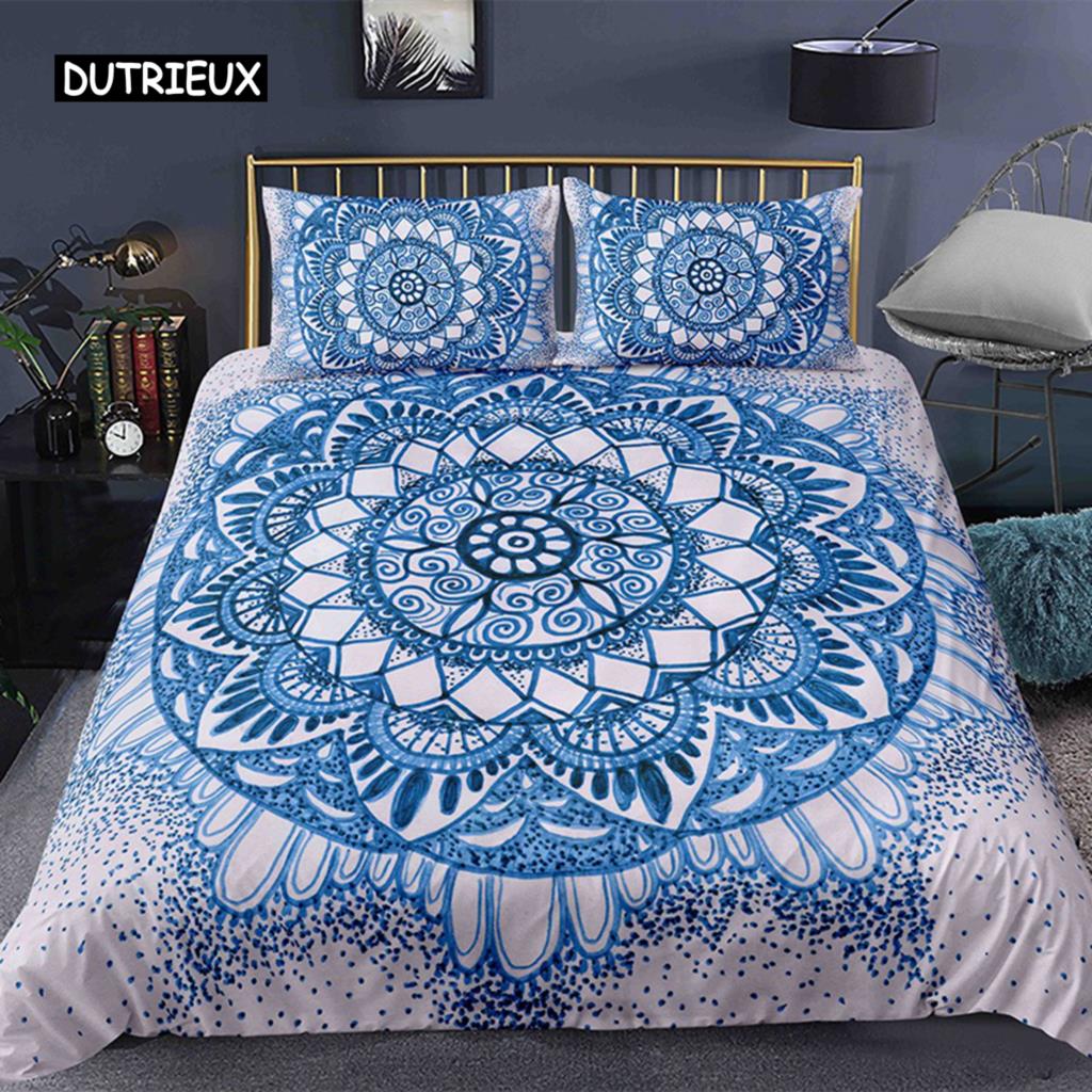 Комплект постельного белья Bohemian Mandala из 2/3 предметов, двуспальное, двуспальное, королевского размера, пододеяльник и наволочка, мягкое постельное белье