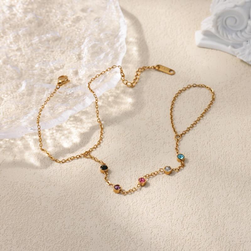 Stainless Steel Finger Bracelet Titanium Steel Gold Premium Color Zircon Ring with Diamond K Gold Plated Girl