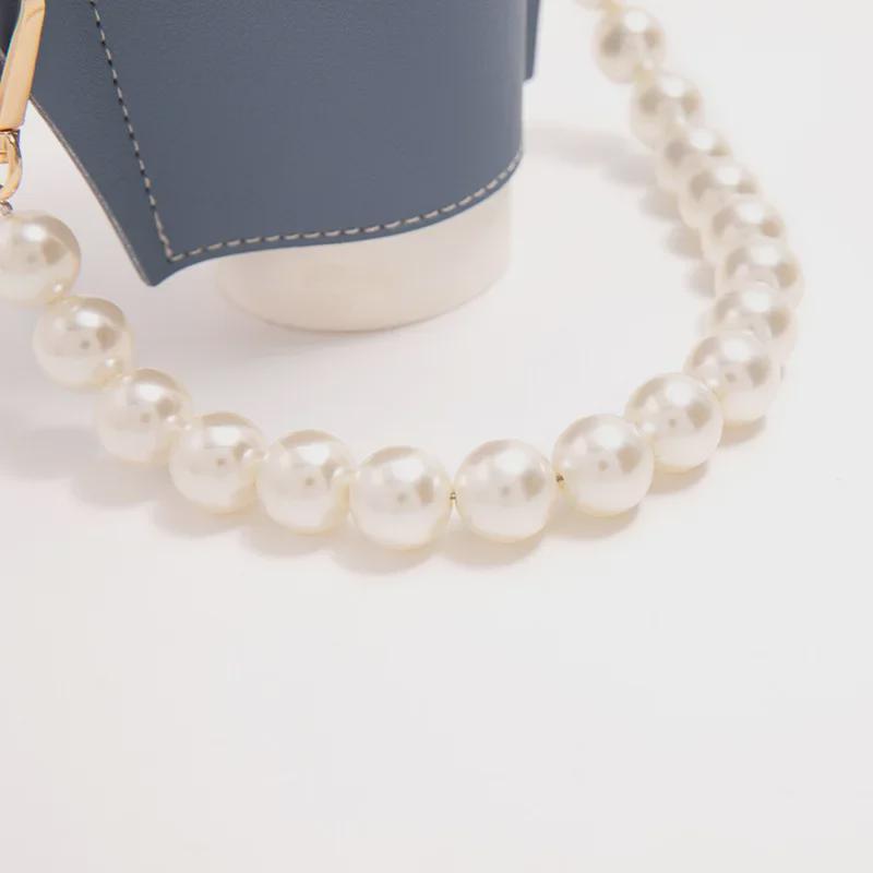 Портативный чехол для чашки чая и кофе из термостойкой искусственной кожи со съемной цепочкой из жемчуга