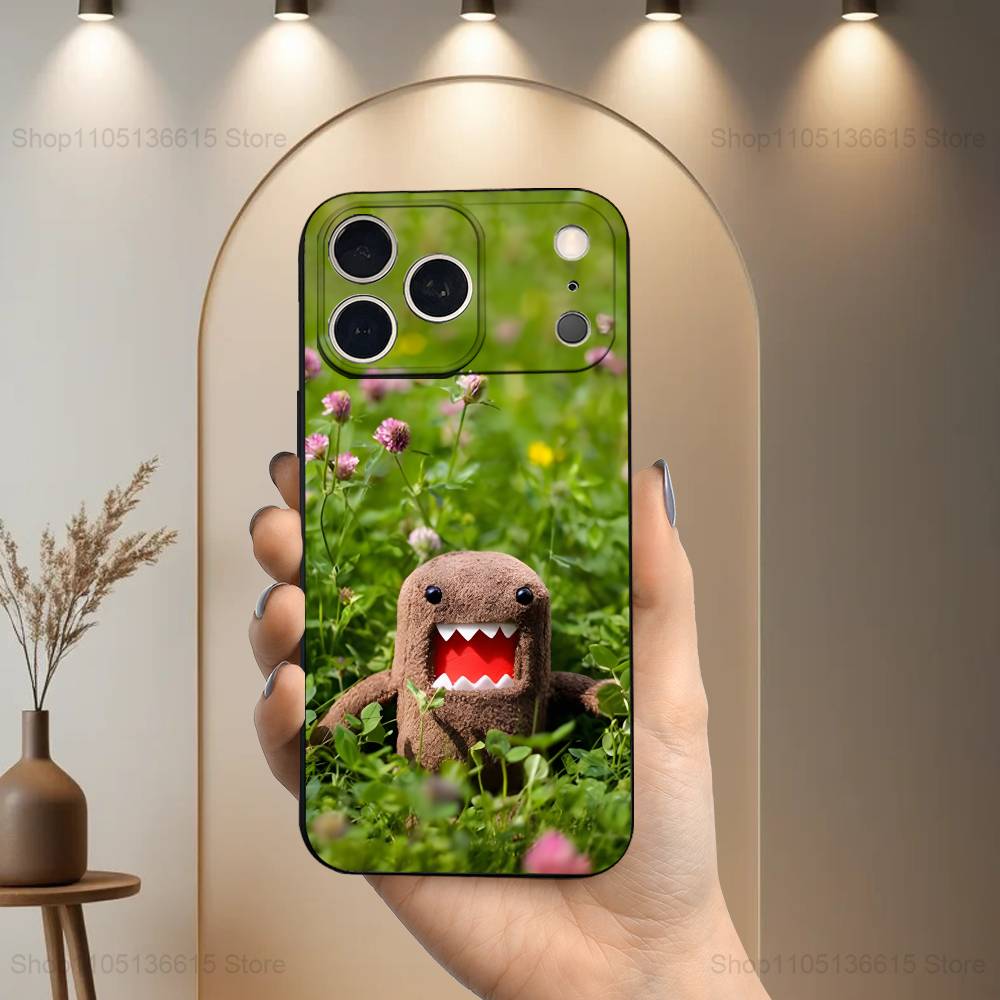 Милый чехол-арт D-DOMO-KUN для iPhone 17,16,15,14,13,12,11 Air,Plus,Pro Max,XS,X,XR,SE,Mini,8,7,Мягкий силиконовый черный чехол