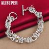 925 Sterling Silver Full Circle Ring Design Chain Bracelet Jewelry