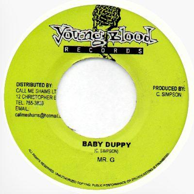 7-дюймовая запись MR. G - Baby Duppy НЕТ Young Blood Rec 2002 Ямайка Регги, Ска и Даб Б/у