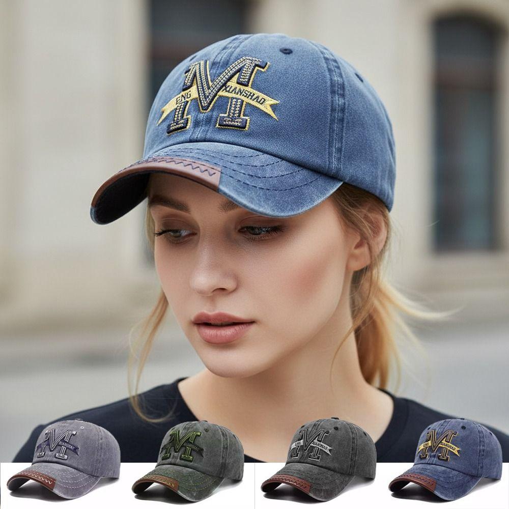 Washed Cotton Embroidered Baseball Cap Distressed Streetwear Sunscreen Hats For Man Women Unisex