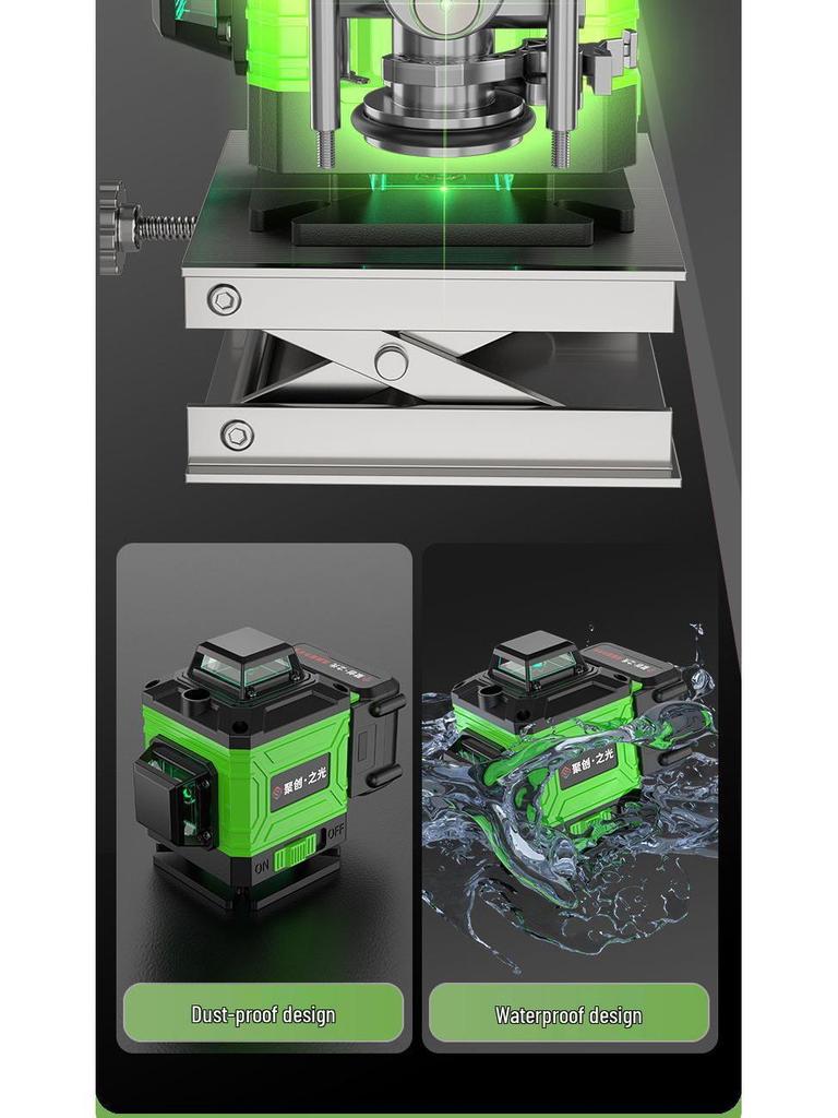 Green Light Laser High-Precision Automatic Level: Infrared Outdoor Wall/Floor Leveling Tool (8/12/16)