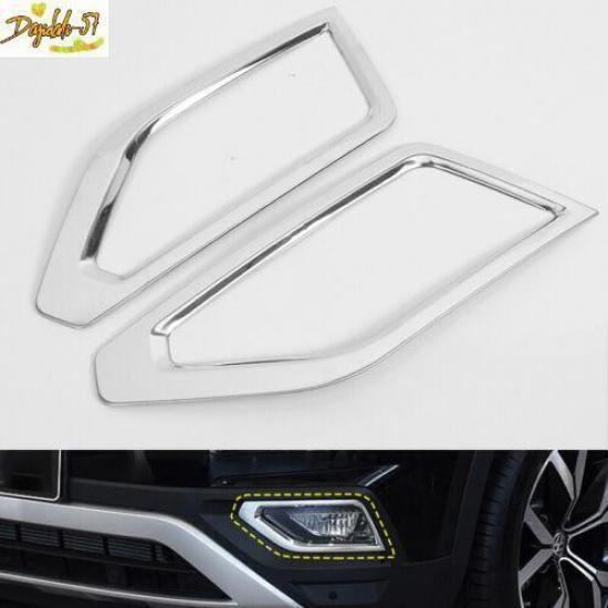 Chrome Front Fog Light Frame Cover Trim For Volkswagen Atlas Stainless 2018-