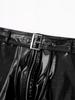 Mens Shiny Boxer Briefs with Waist Belt Zipper Opening Nightclub Underwear