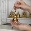 Pure Brass Hanging Bell with Chain for Temple Door & Home Décor | 8 cm Tall, 125g |