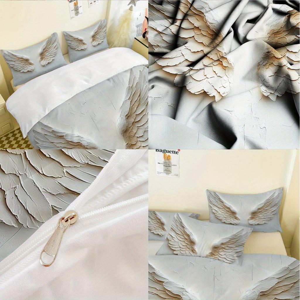 White Wings Bedding Set Duvet Cover Set Quilt Cover With Pillowcase For Bedroom Decor Birthday Gift Halloween Christmas Gift