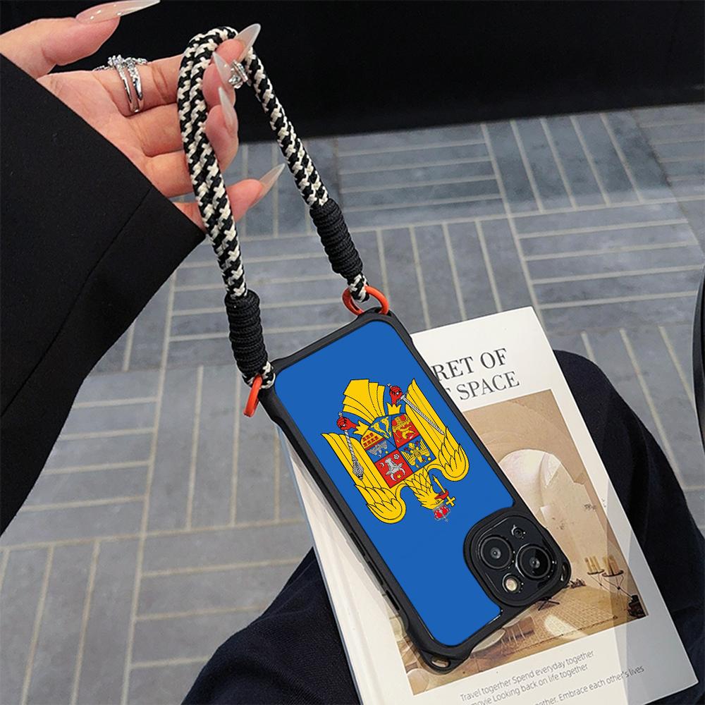 Мягкие чехлы для телефонов Ae94 с флагом Республики Молдова для iPhone 16 15 14 13 12 11 Pro Max 8 Plus XR XS с ремешком на запястье, защитным шнурком для углов, задней крышкой