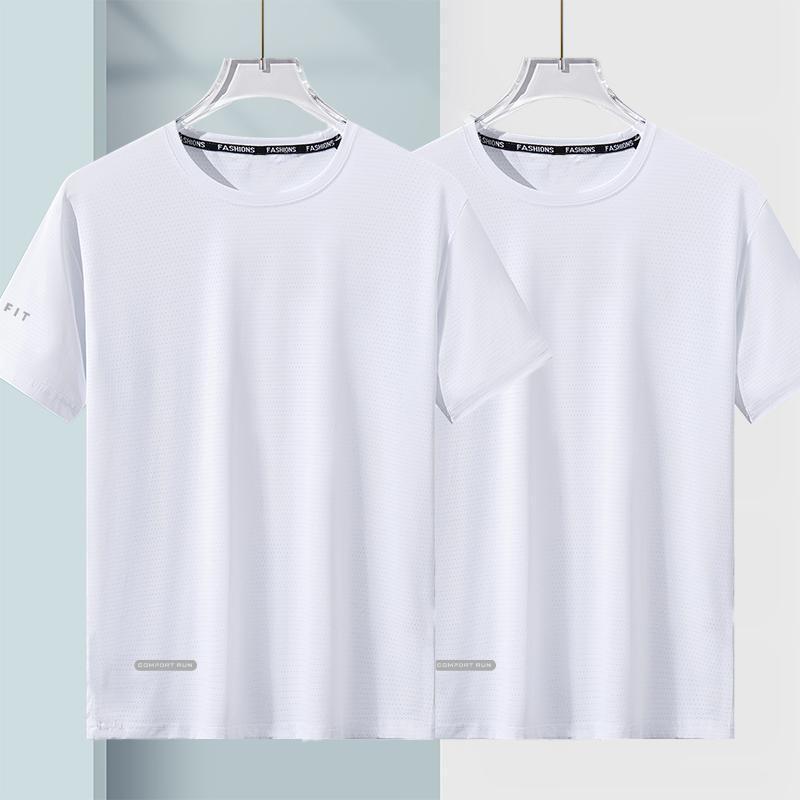 Men's Quick-Dry Ice Silk T-shirt: Breathable, Lightweight, Round Neck, Short Sleeve, Plus Size, Sporty Summer Wear