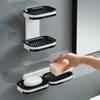 Punch-Free Wall-Mounted Soap Dish with Suction Cup and Drain - Double-Layer, High-Value, Light Luxury Bathroom Storage.
