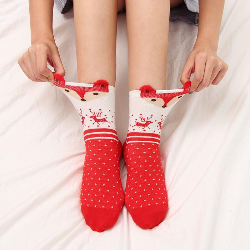 4 пары женских зимних рождественских носков, праздничные носки с рисунками животных, рождественские подарки для девочек и женщин
