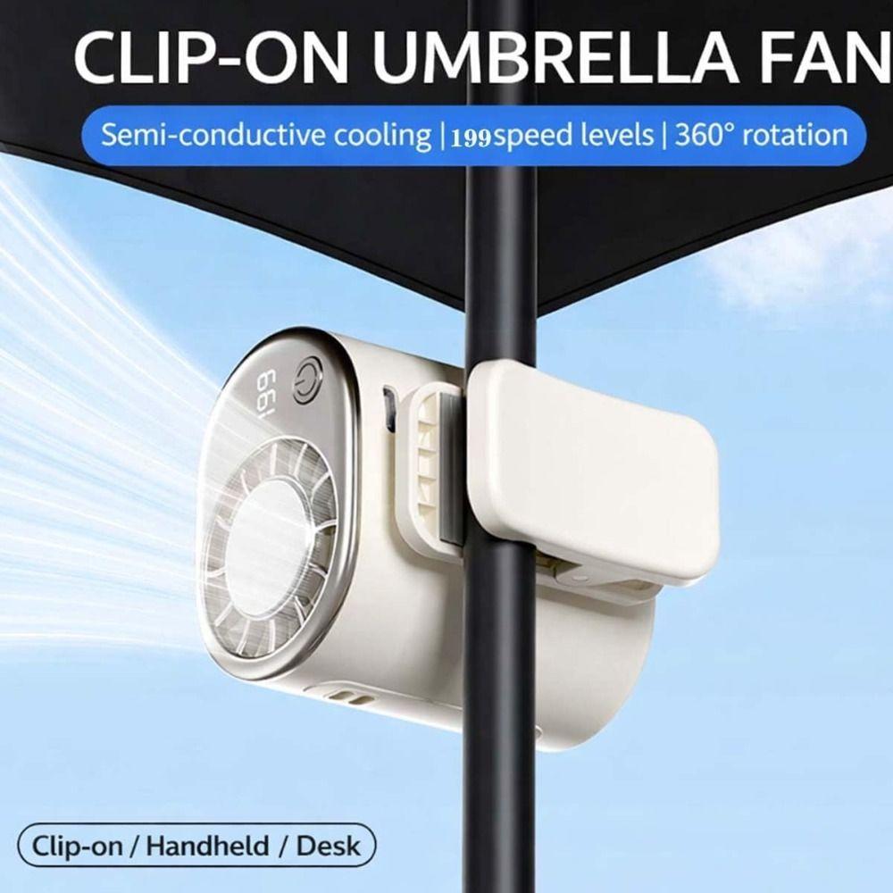 LED Display Car Clip on Air Conditioner 199 Speeds Adjustable 360° Rotation Silent Mini Cooling Fan Wide Clamp