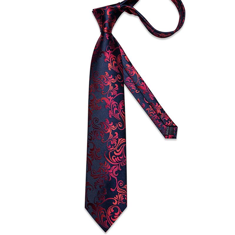 Mens Ties Set with Ring Special Design Business Silk Tie Handkerchief Cufflinks Set for Formal Party