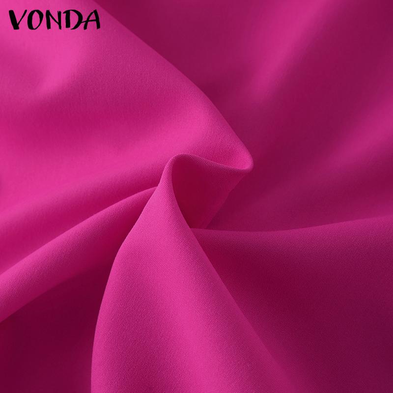 VONDA Женская мода воротник-стойка длинный рукав однотонные блузки