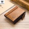 BULLCAPTAIN Genuine Crazy Horse Leather Men Wallet Short Coin Purse Small Vintage Wallets Brand High Quality Designer Carteira