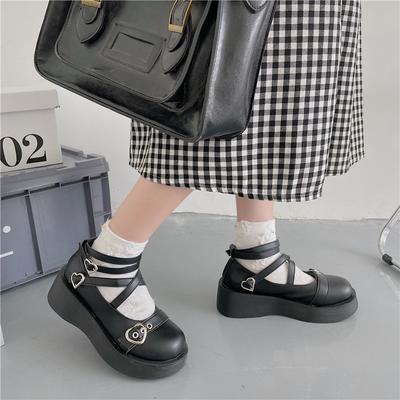 Модные туфли в стиле лолита на платформе женские туфли на каблуках женские 2024 loli толстый каблук перекрещивающиеся женские туфли кавайные милые косплей Мэри Джейн