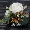 Flower Shaped Bridegroom Brooch Faux Silk Flower Suit Coat Pocket Decorative Corsage Imitation Rose Flower Gown Brooch Pin