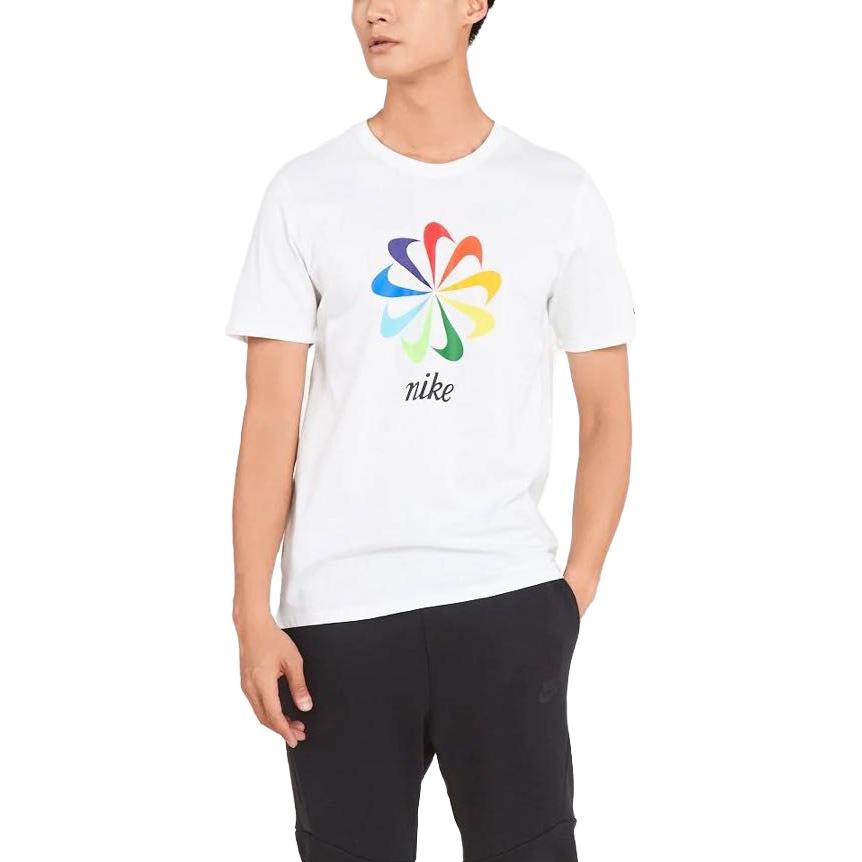 Nike T Shirts Men's White Crew Neck Moderate Straight Fit AQ5197-100