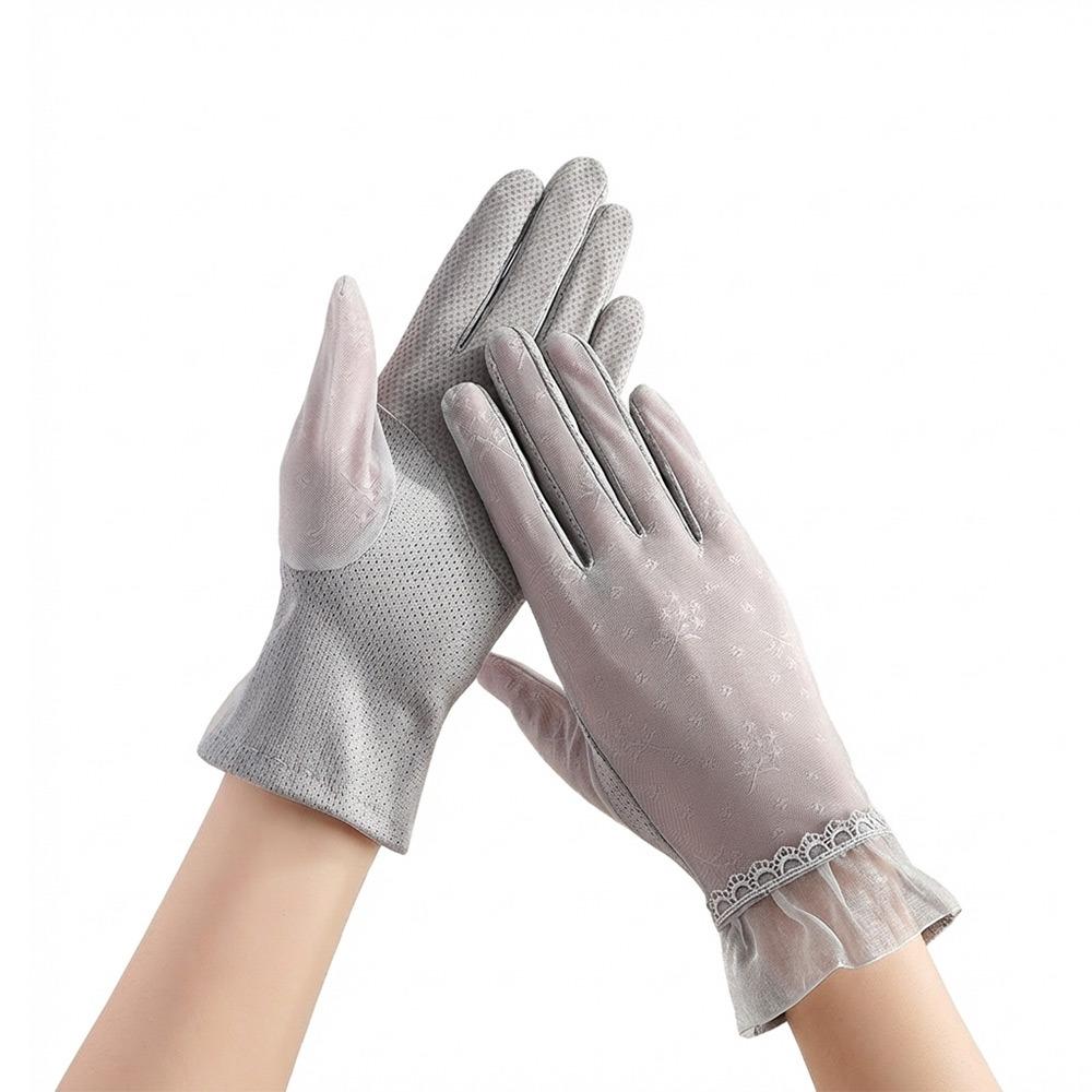 Lace Sunscreen Gloves Thin Touchscreen Gloves Summer Ice Silk Gloves for Women Female Lady
