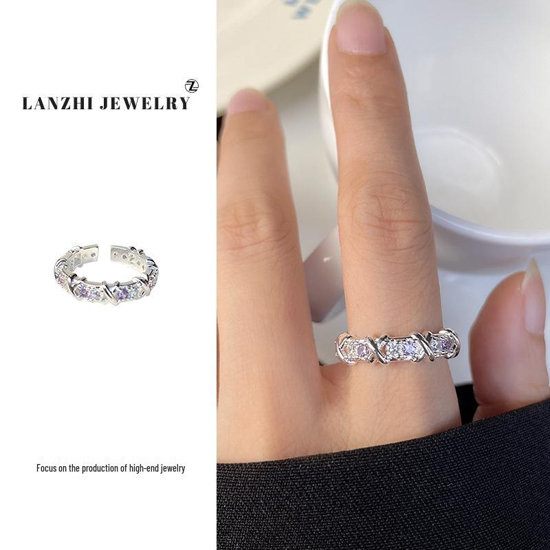 Тайское серебро Женское наборное кольцо - Серебро 925 пробы, Нишевый дизайн, Простые и универсальные украшения