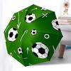 Soccer Ball Pattern Automatic Opening/Closing Umbrella - Portable Tri-Fold Design with 8-Bone Iron Frame - Outdoor Rain Gear for Fans, Trave