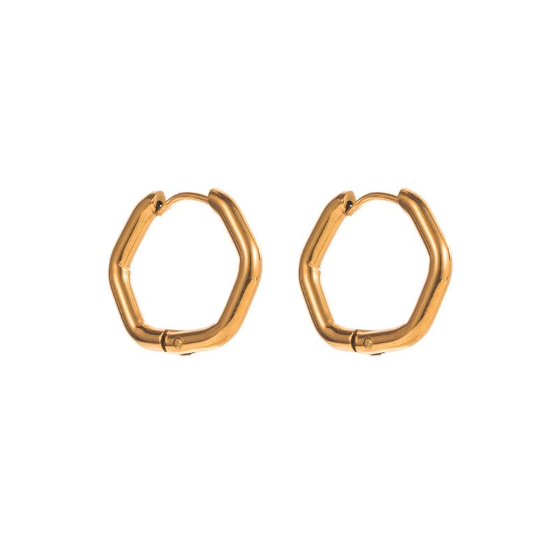 Женские простые серьги-кольца из титановой стали с геометрическим рисунком в форме квадратного сердца золотого цвета, украшения для ушей