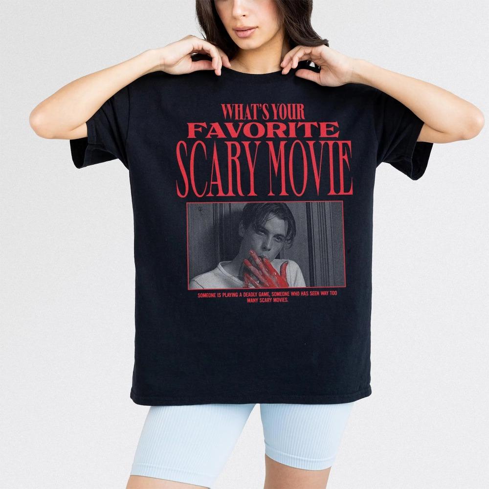 Retro 90s Horror Movie Pattern Tshirt for Summer New Retro Street Style Casual Fashion Tshirt for Both Unisex and Women