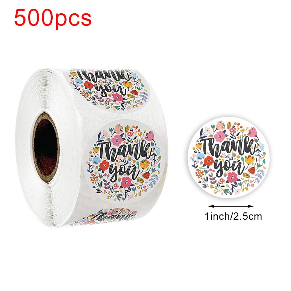 500 шт. Наклейки «Спасибо» для этикеток с печатью, круглые цветочные многоцветные этикетки, наклейки ручной работы, канцелярские наклейки