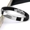 Bracelet Button Cuff Bracelet Stainless Steel Rubber Wristband Men's Women's New