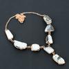 Natural Rough Rainbow Moonstone Gemstone Handmade Copper Necklace 18" D1p49