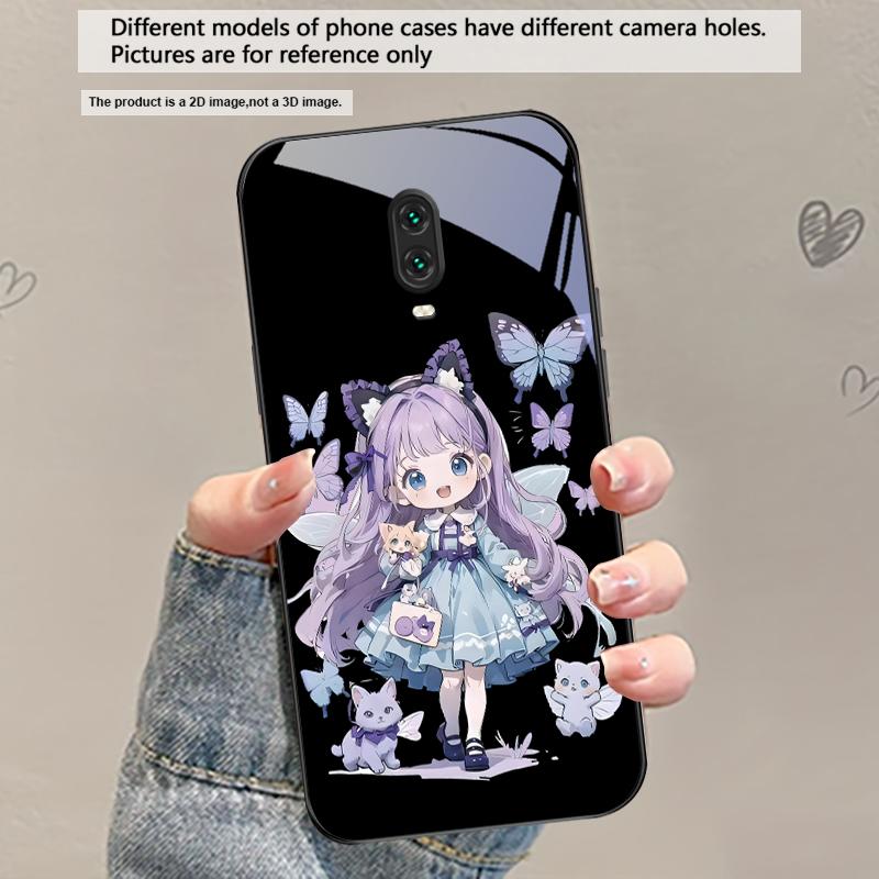 Q-версия Синяя Бабочка Для OnePlus Ace 2 3 2V 5 Pro Nord CE 2T 2 3 Lite N20 N30 6 7T 8 T 9 10 Pro 11R 12R 13R Стеклянный Чехол для Телефона