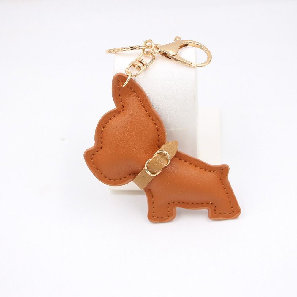 Fashion DIY Super Fierce Bulldog Key Chain Kawaii Dog Car Keychain PU Leather Bag Pendant Bag Accessories