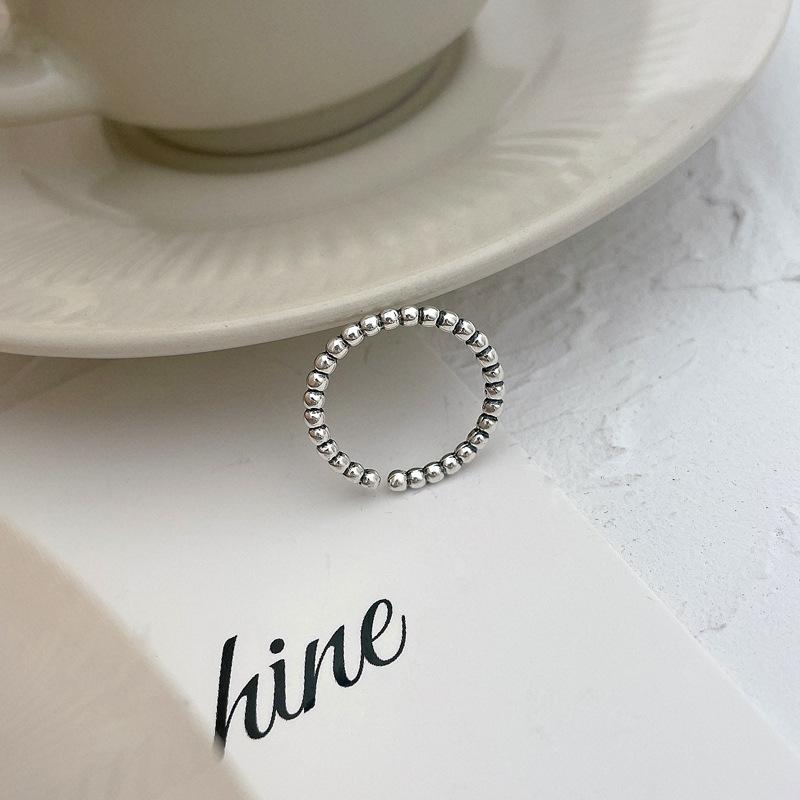 Серебряное кольцо 925 пробы, геометрическое, многослойное, с круглыми бусинами, женское, модное, панк, темперамент, гипоаллергенное, шарм, ювелирное изделие