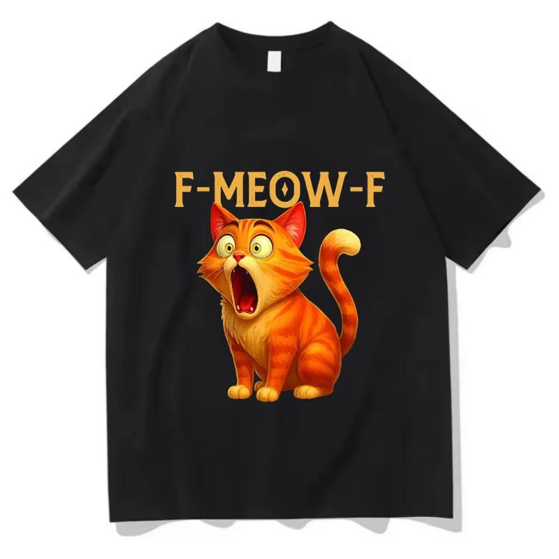 Funny Orange Cat Meow Graphic T-shirt