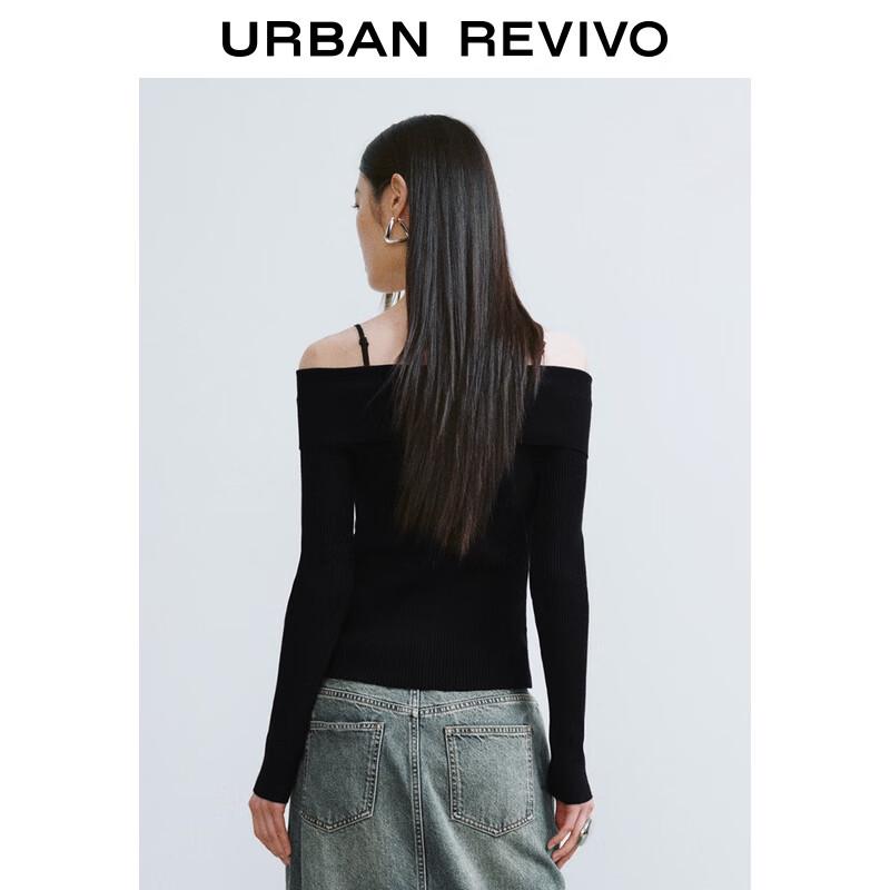 UR Women's Stylish Off-Shoulder Slim Knit Top