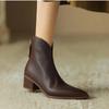 Женские ботильоны весна-осень современные ботинки повседневная женская обувь из искусственной кожи короткие ботильоны на молнии сексуальные заостренные женские ботинки на толстом каблуке