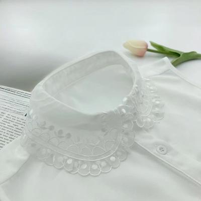 Идеальное Сочетание Новый Дизайн Рубашка Лацкан Ложный Воротник Женский С Вырезами Цветок Пуговица Половина Рубашки Съемный Воротник Съемный Аксессуар на Шею Ложные Галстуки