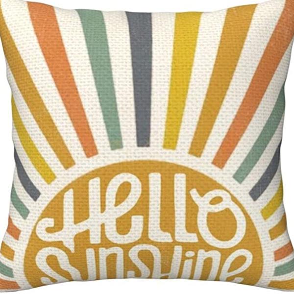 Modern Minimalist INS Rainbow Pillowcase Fresh Printed Linen Cushion Pillowcase Living Room Sofa