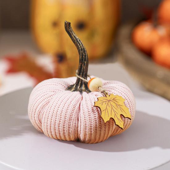 Mini Knit Pumpkins Desktop Ornaments Autumn Fabric Artificial Pumpkin Crafts for Fall Thanksgiving Harvest Festival Halloween Home Decor