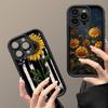 Красивый желтый чехол для телефона с подсолнухом для iPhone 17 16 15 14 13 12 11 Pro Plus Max Мягкий ТПУ Защита объектива-лестницы Мягкая крышка