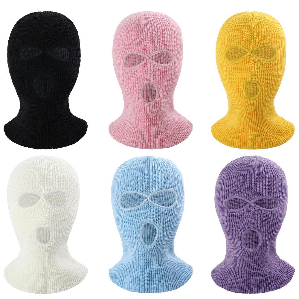 Winter Climbing Three-Hole Woolen Balaclava - Full Face Windproof Mask for Outdoor Cycling