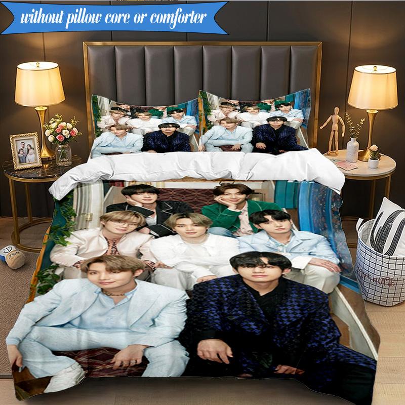 K-pop music group 3pcs K-pop music group Bedding set,Ideal for Bedroom, Dormitory,Including Duvet Cover And 2pcs Pillowcases,Fan gifts
